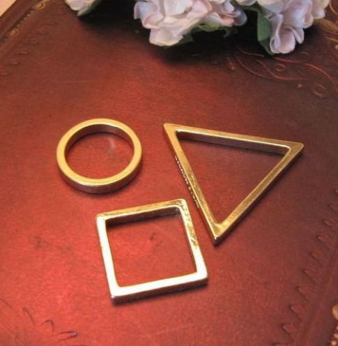 Geometric Triple Stacking Rings Circle Triangle Square on Luulla